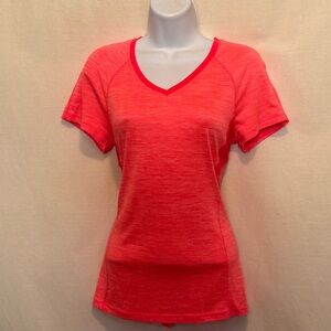 H-185 Danskin Now Semi-Fitted Pink Short Sleeve Pullover Tee Shirt Size S
